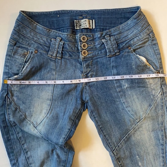 Zara TRF vintage women’s Y2K distressed 4 button zip fly patchwork jeans size 10 - Picture 15 of 16